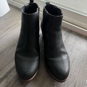 Black wedge booties